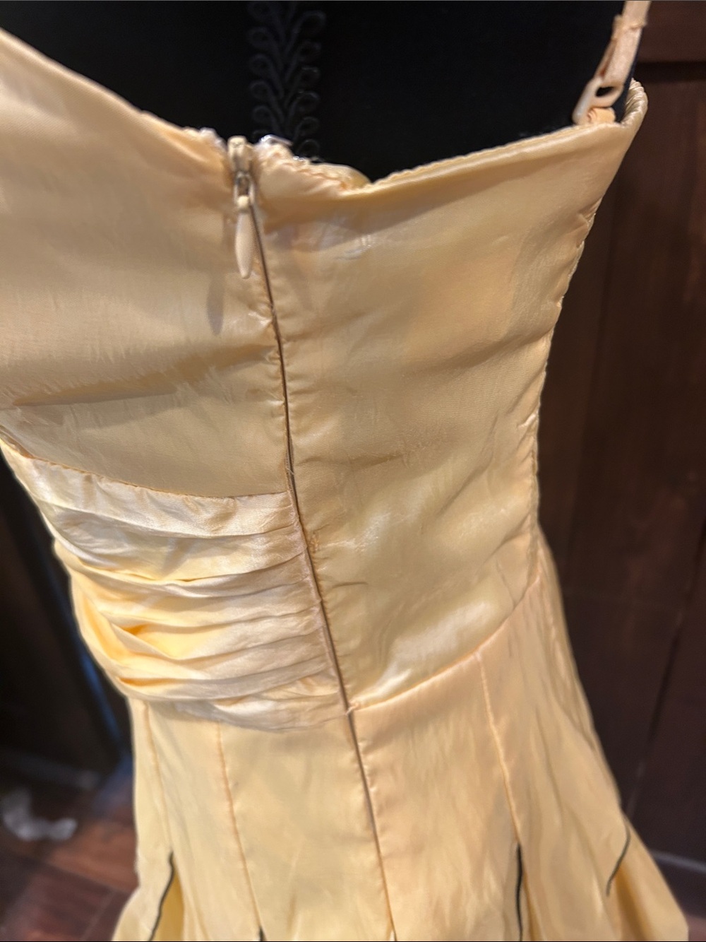 Yellow Ruffle Mini Dress with Spaghetti Straps - Picture 6 of 7